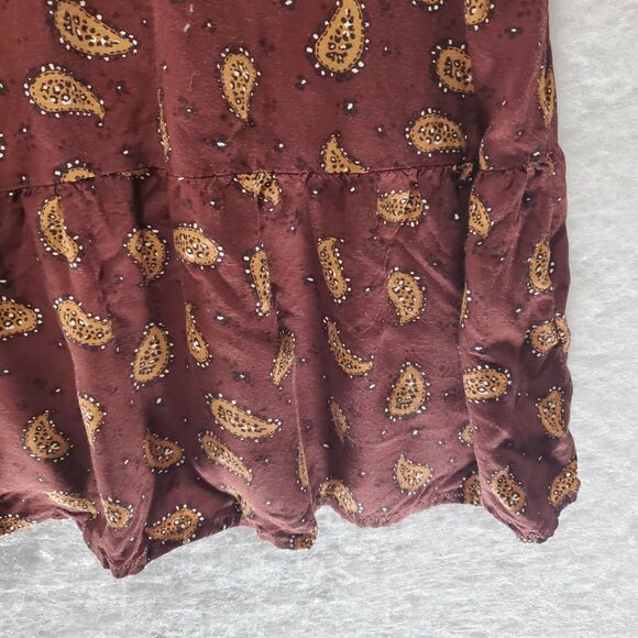 XXL Beachlunchlounge Paisley Alessi Babydoll Dress Tiered Knee Length Maroon - Picture 9 of 11